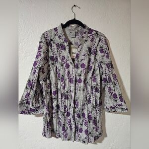 Coral Bay Plus Ruffled Button Up Shirt NWT